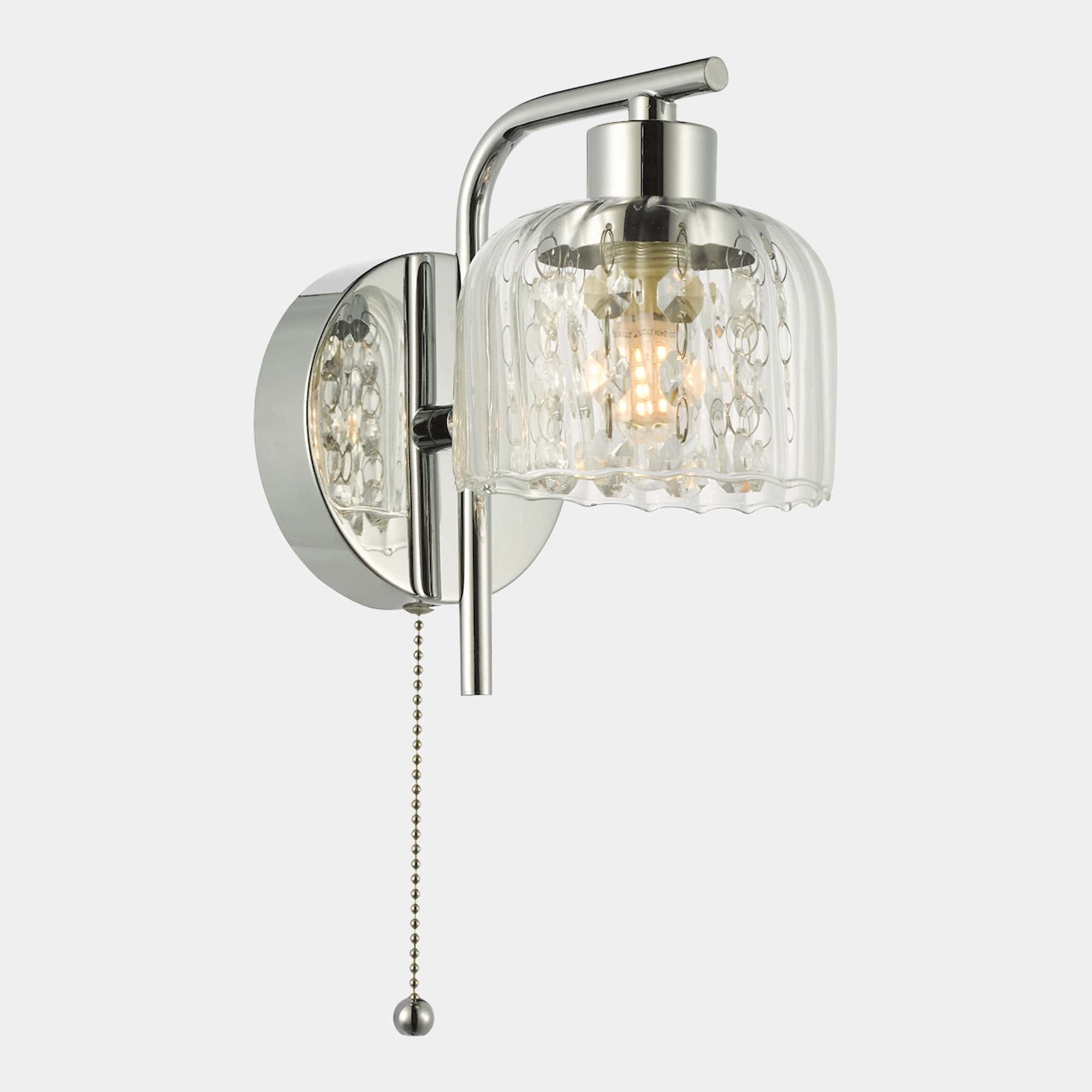 Carey - Polished Chrome & Glass Bathroom Wall Light
