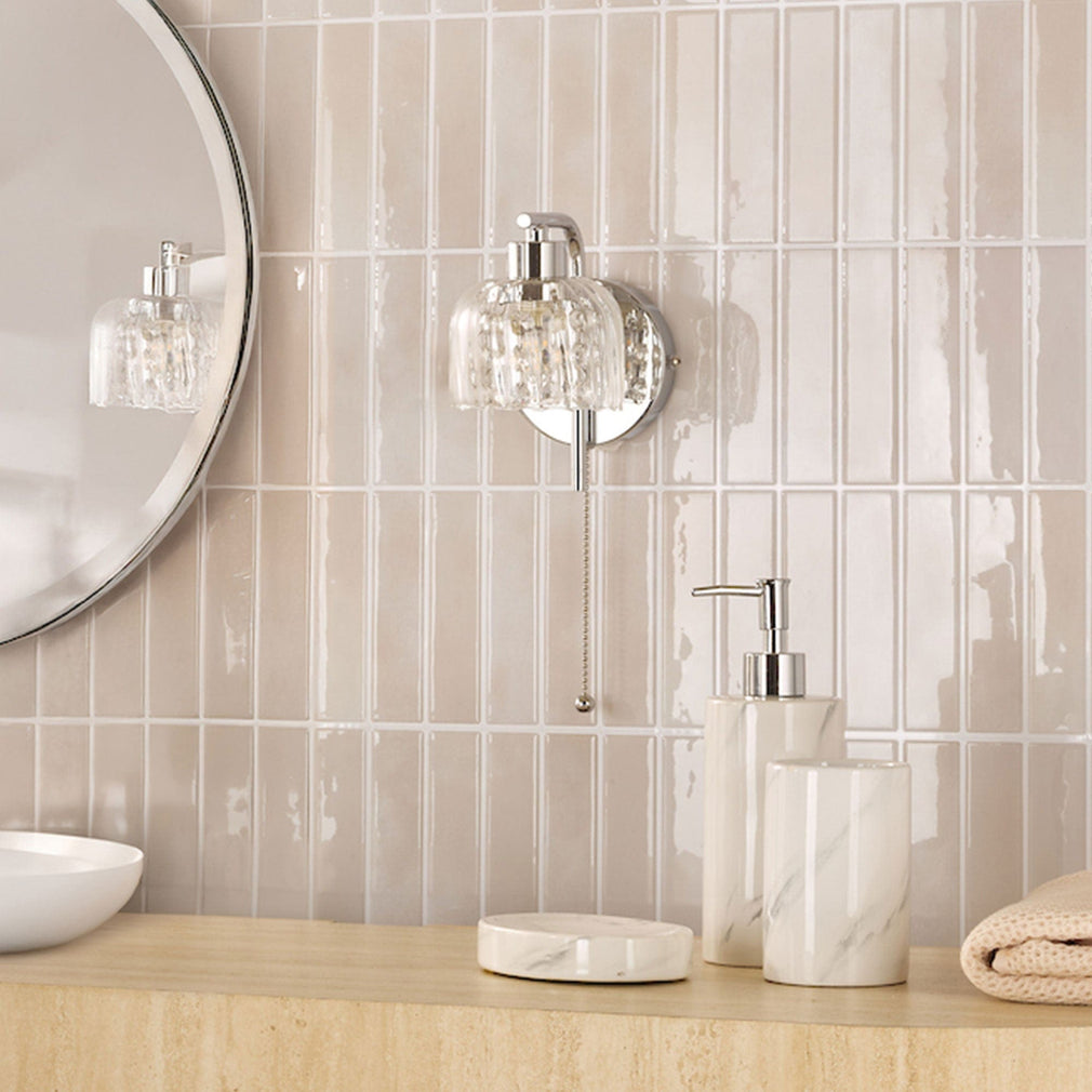 Carey - Polished Chrome & Glass Bathroom Wall Light