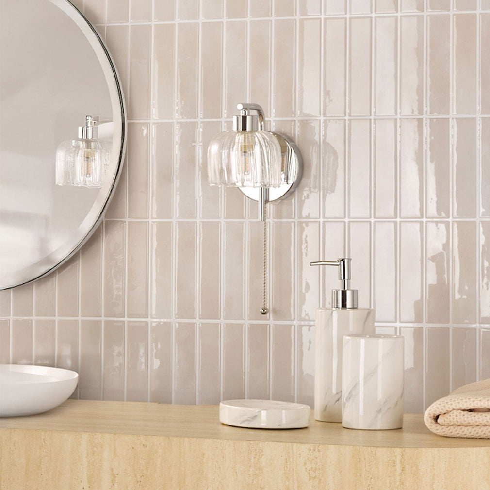 Carey - Polished Chrome & Glass Bathroom Wall Light