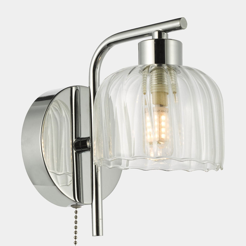 Carey - Polished Chrome & Glass Bathroom Wall Light