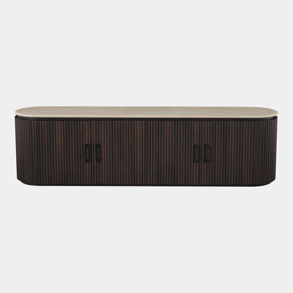 Asmara - Walnut TV Unit, Marble Effect Top