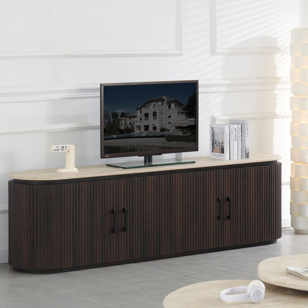Asmara - Walnut TV Unit, Marble Effect Top