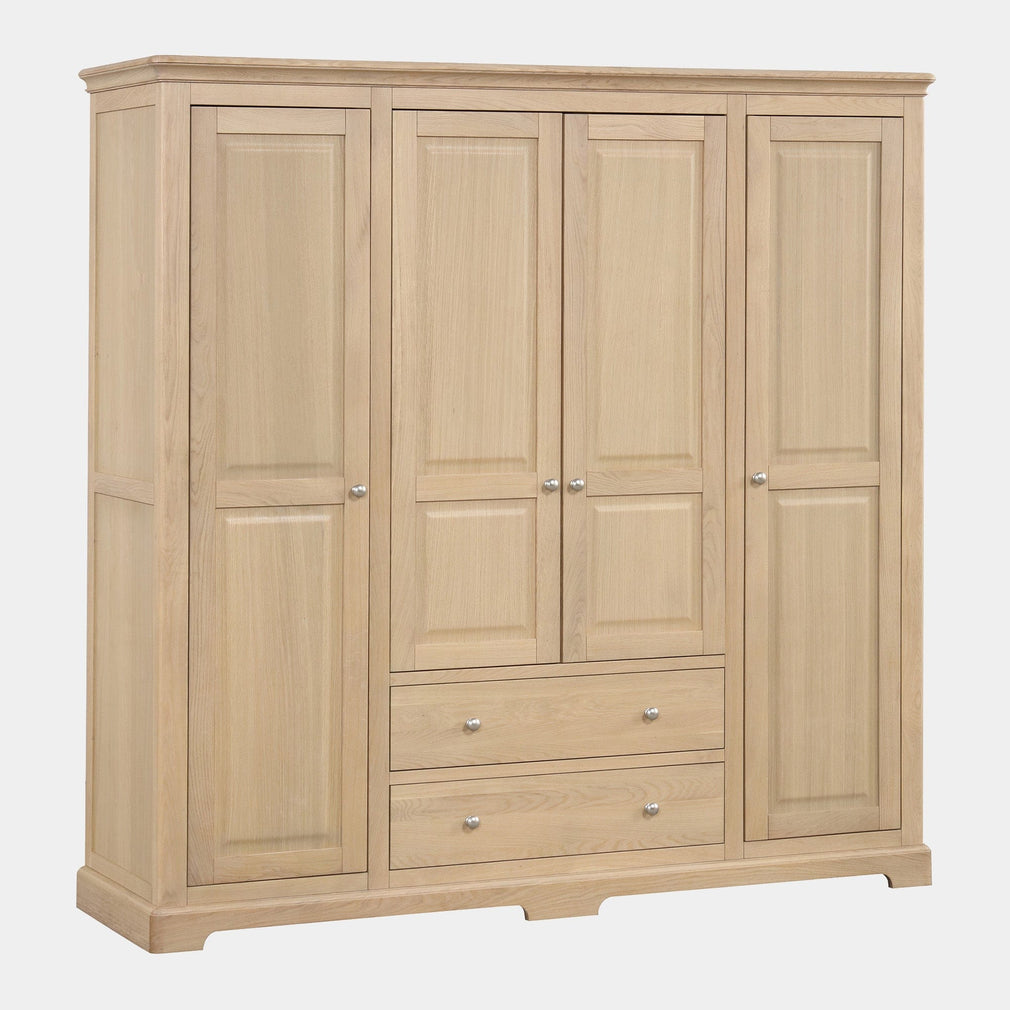 Ravenswood Oak - 4 Door 2 Drawer Wardrobe, Oak