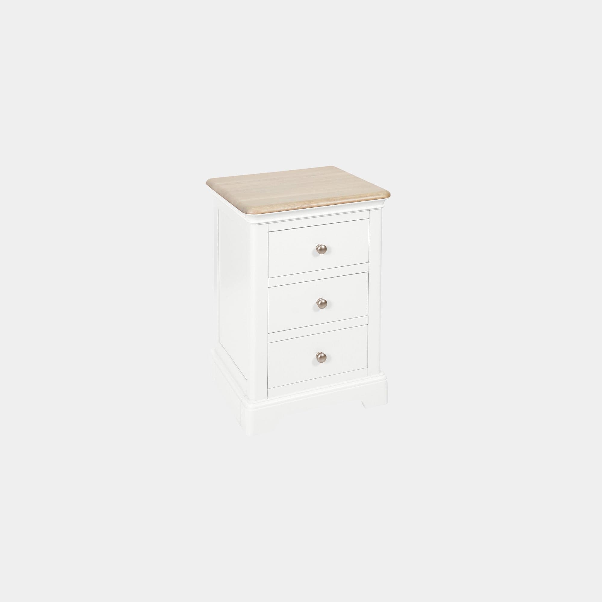 Ravenswood White - 3 Drawer Bedside Table, White