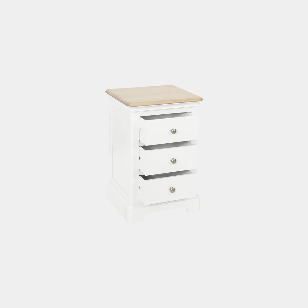 Ravenswood White - 3 Drawer Bedside Table, White