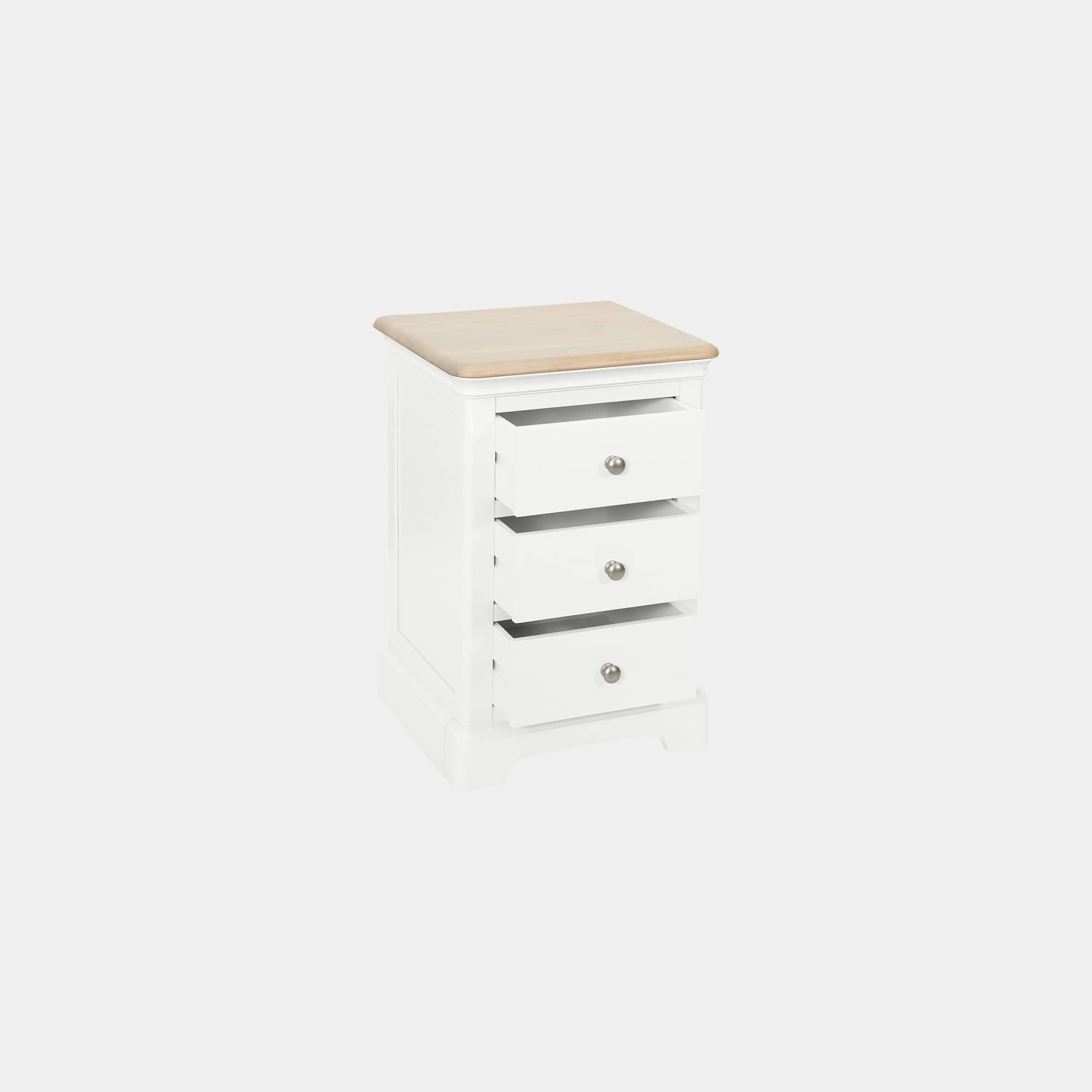 Ravenswood White - 3 Drawer Bedside Table, White