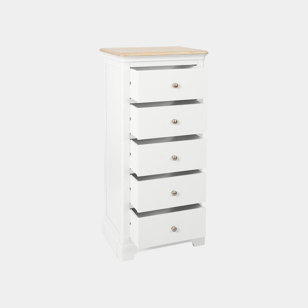 Ravenswood White - 5 Drawer Tall Chest, White