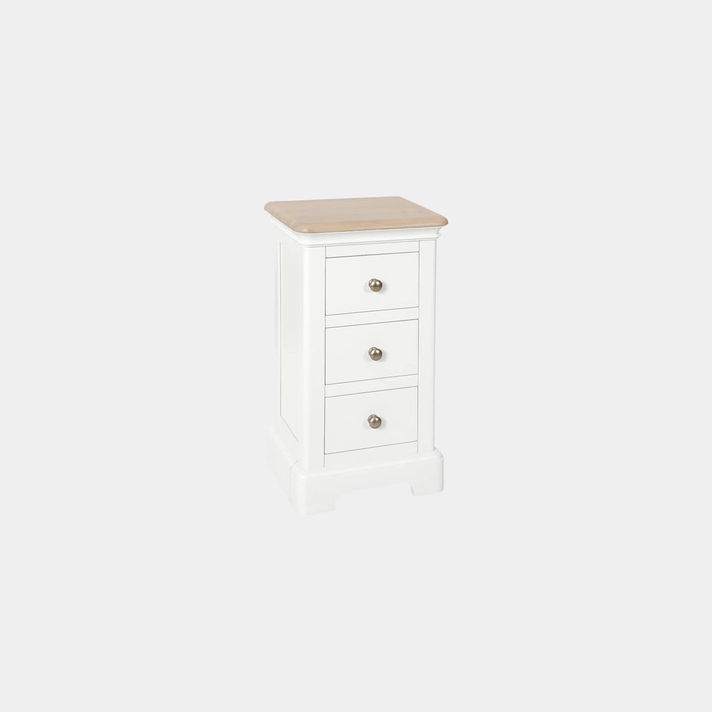 Ravenswood White - 3 Drawer Compact Bedside Table, White