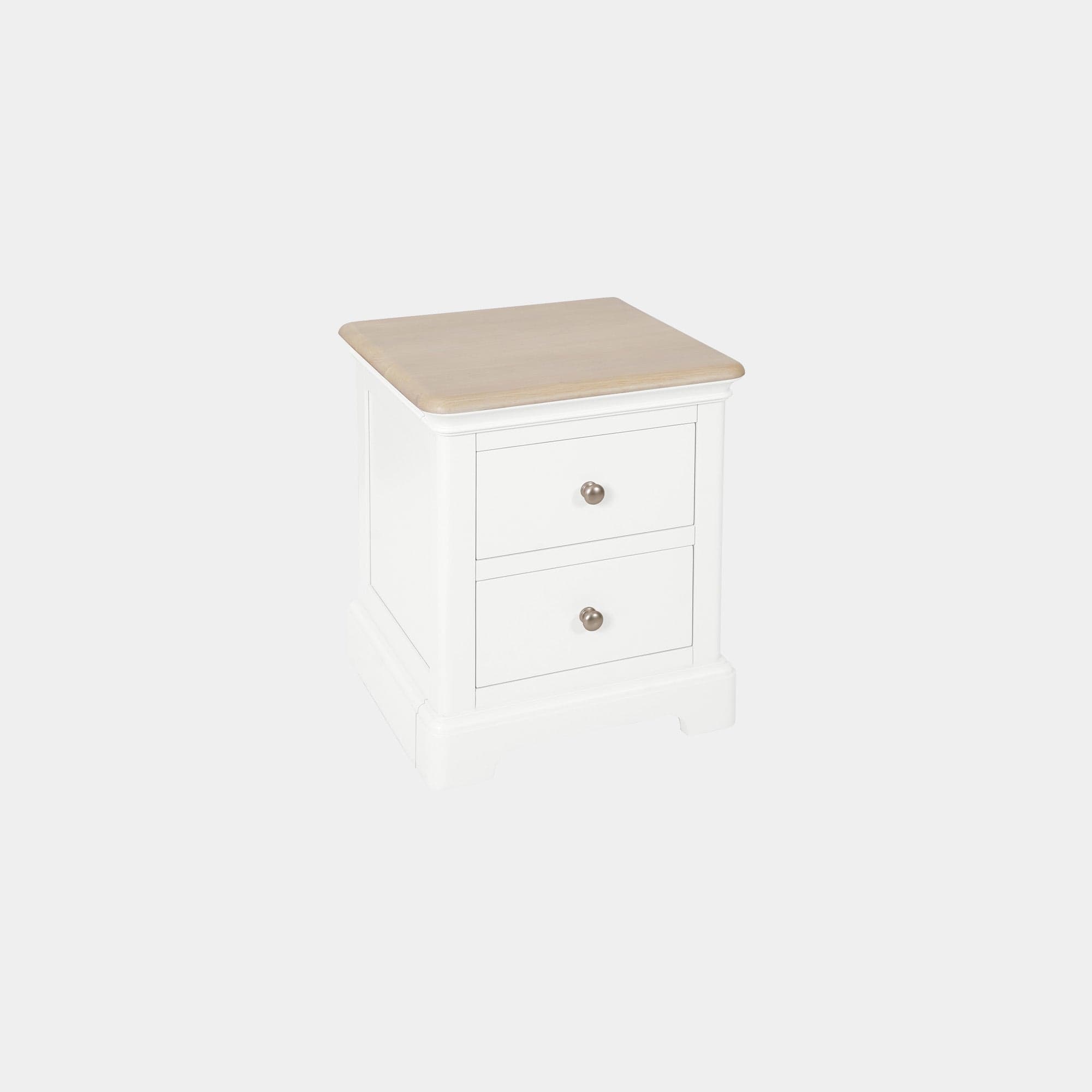 Ravenswood White - 2 Drawer Bedside Table. White