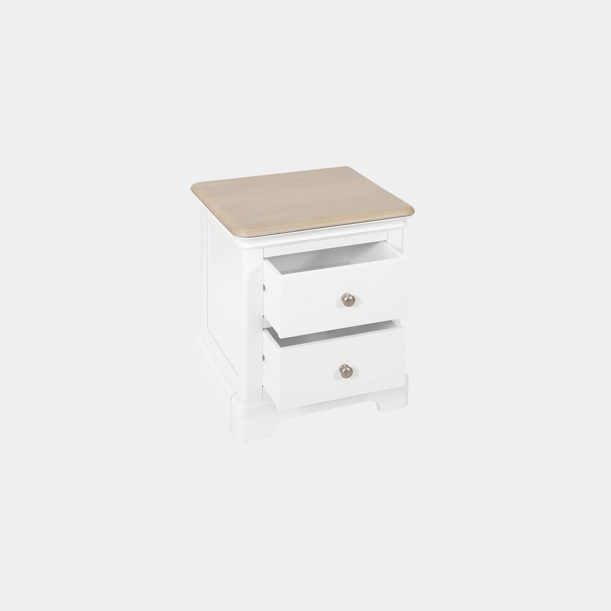 Ravenswood White - 2 Drawer Bedside Table. White
