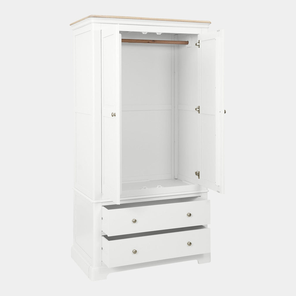 Ravenswood White - 2 Door 2 Drawer Wardrobe, White