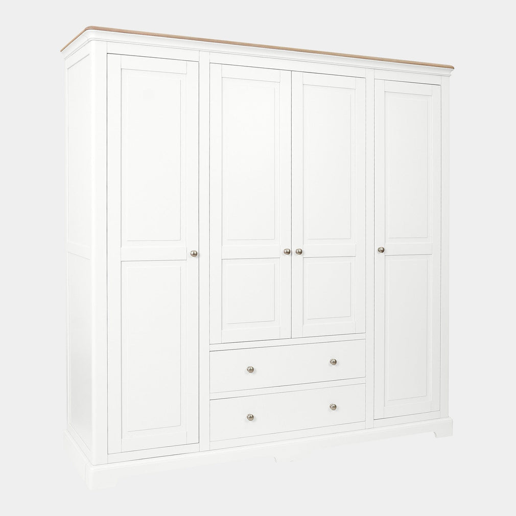 Ravenswood White - 4 Door 2 Drawer Wardrobe, White