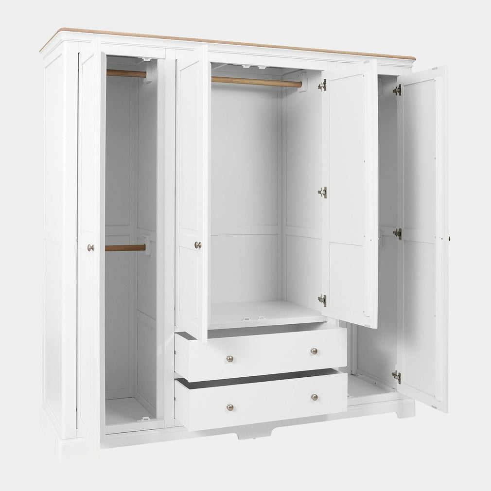 Ravenswood White - 4 Door 2 Drawer Wardrobe, White