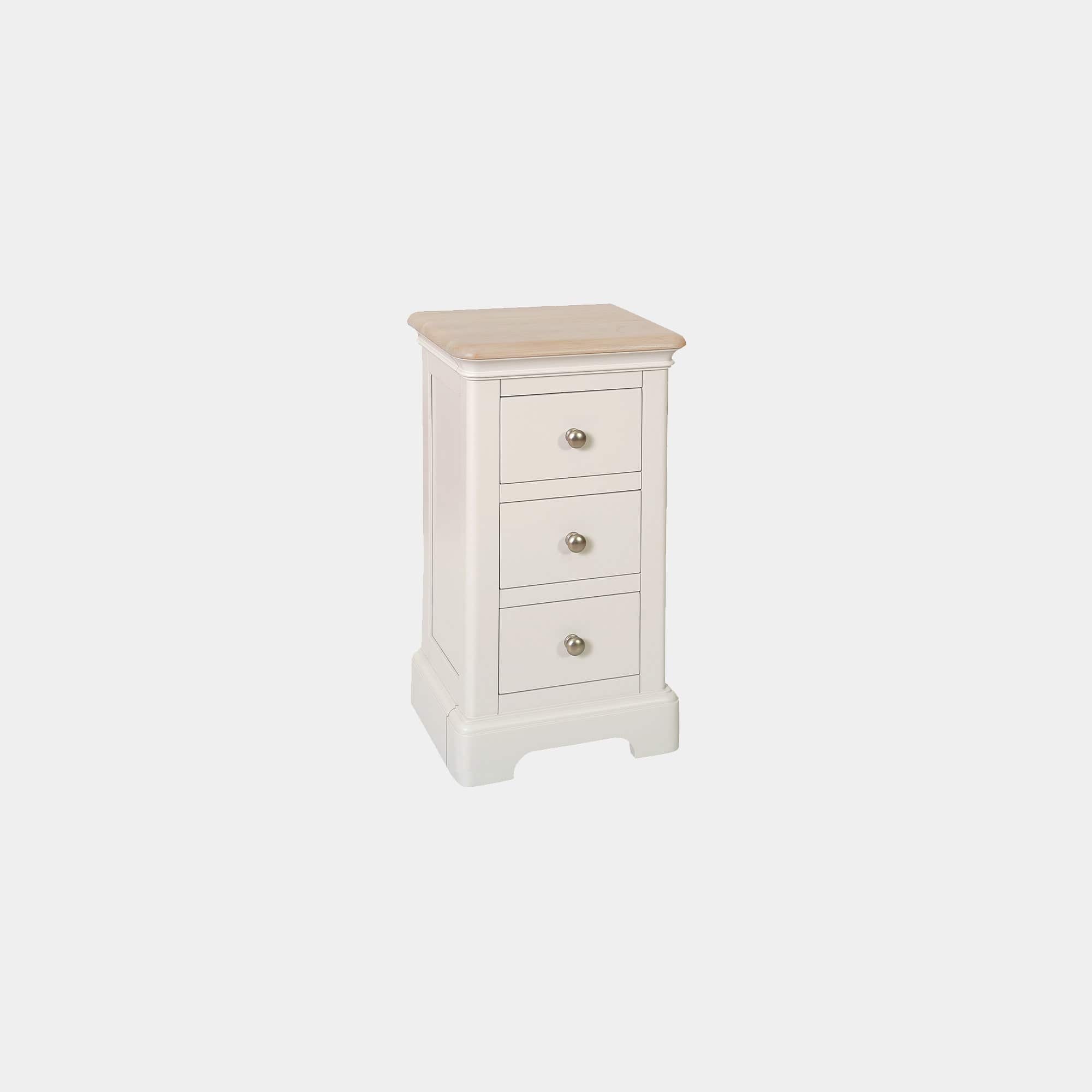Ravenswood Painted - 3 Drawer Compact Bedside Table, Grey Mist