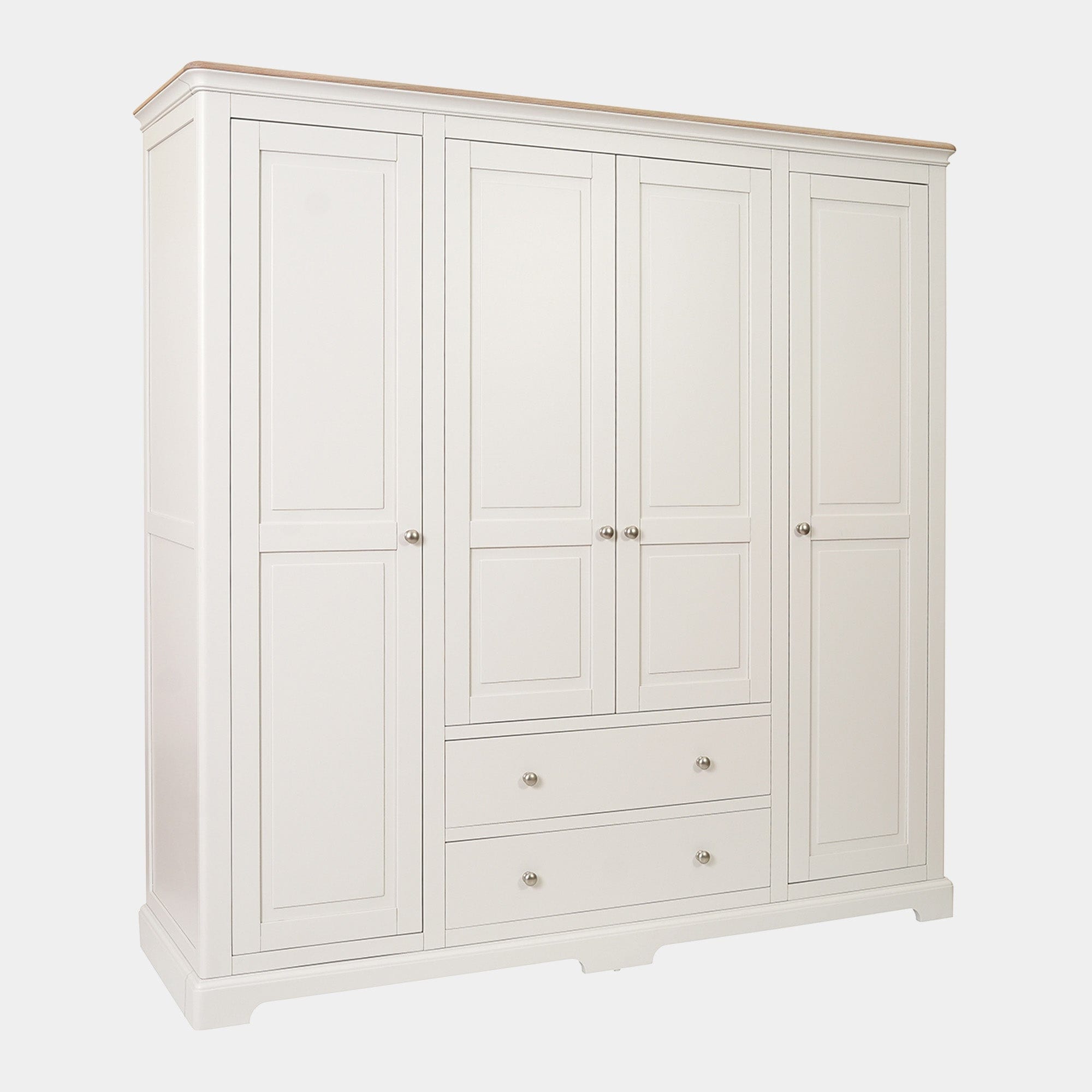 Ravenswood Painted - 4 Door 2 Drawer Wardrobe, Grey Mist