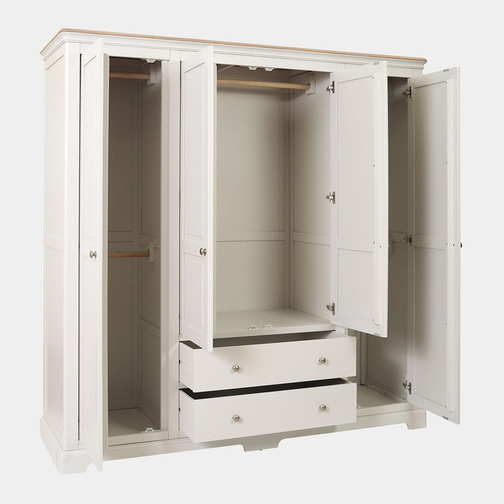 Ravenswood Painted - 4 Door 2 Drawer Wardrobe, Grey Mist