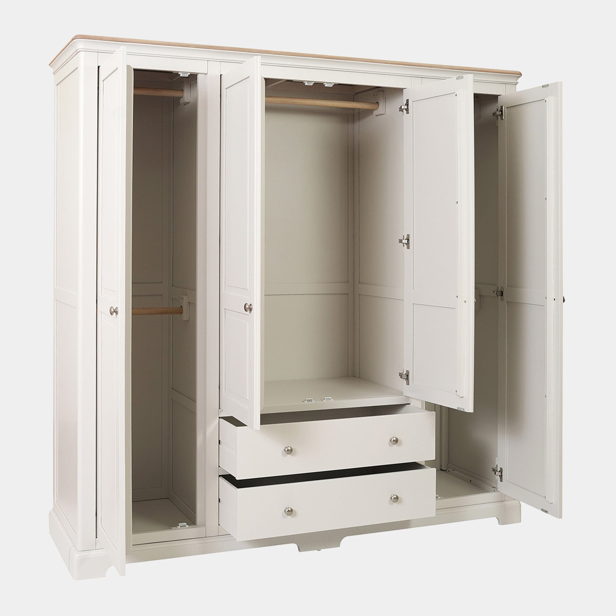 Ravenswood Painted - 4 Door 2 Drawer Wardrobe, Grey Mist