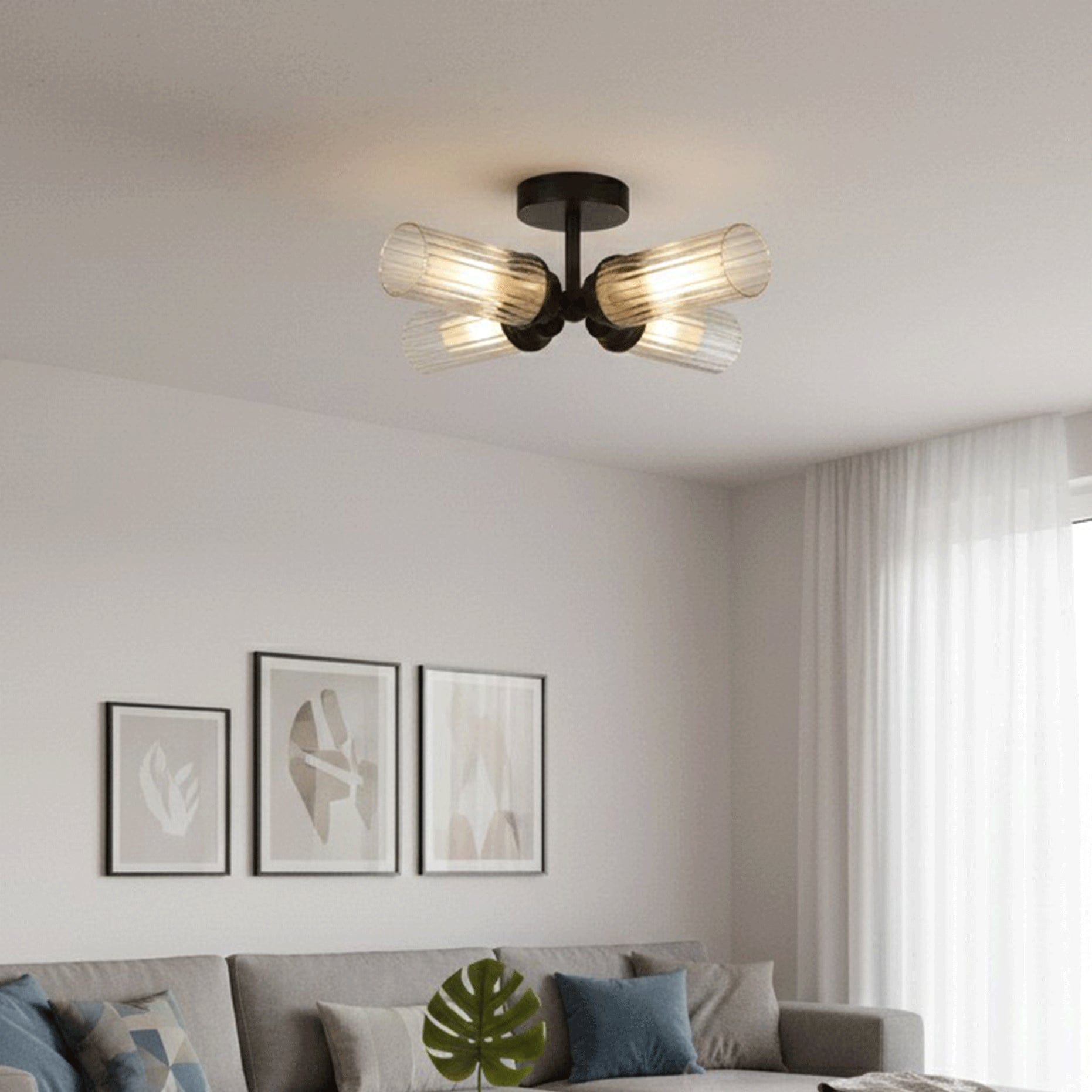 Portal - Ceiling Light, Black & Brass