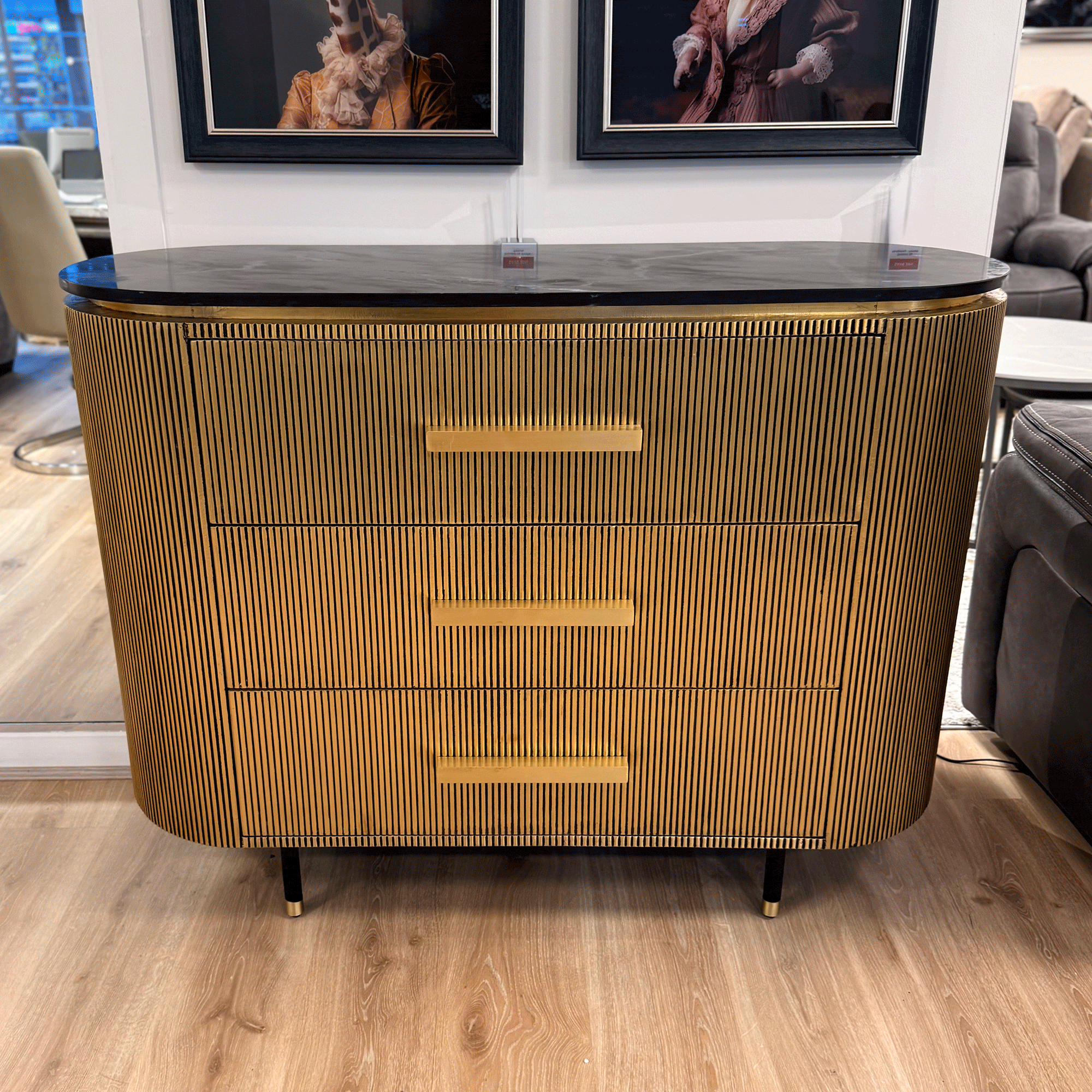 Conrad 3 Drawer Chest / top marked.