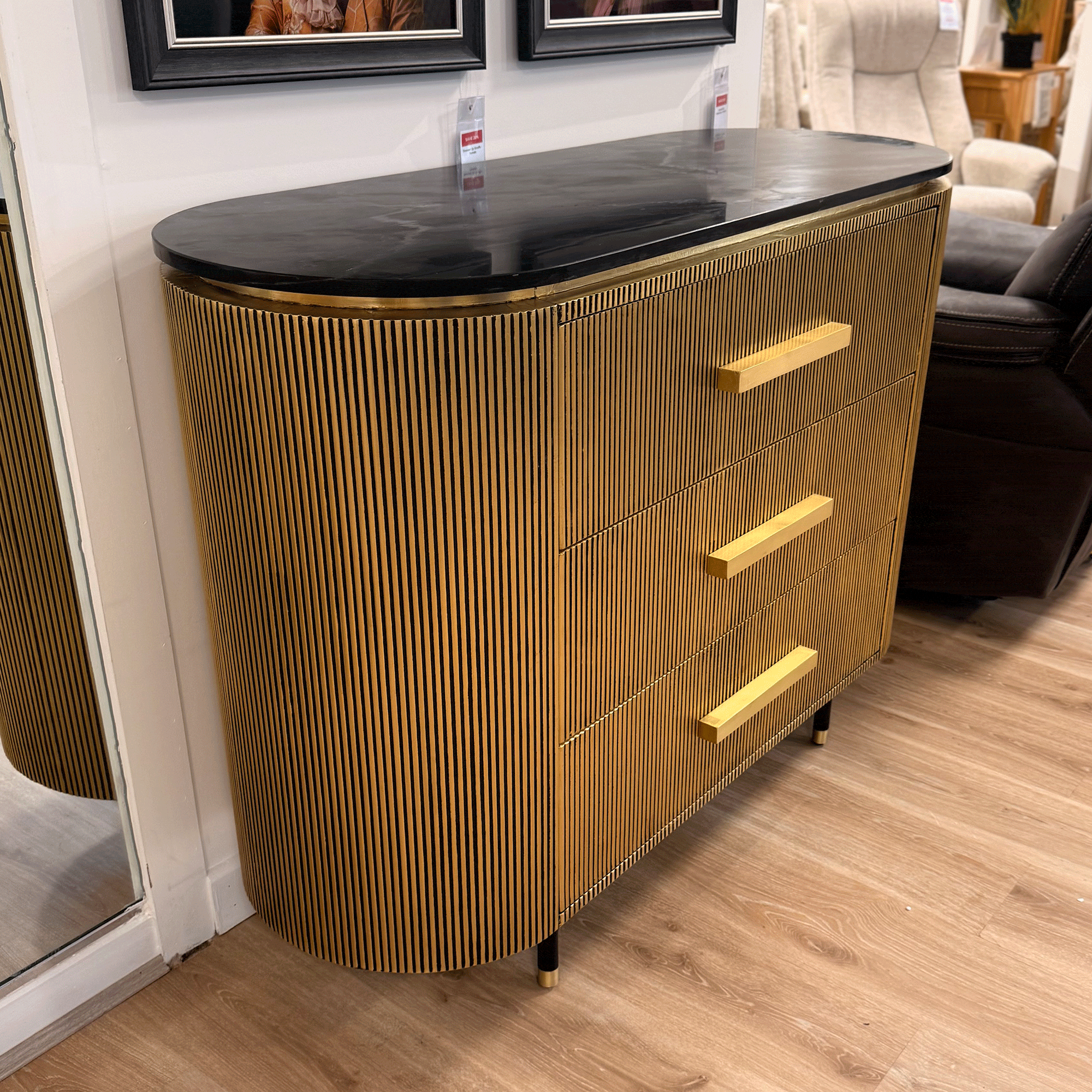 Conrad 3 Drawer Chest / top marked.