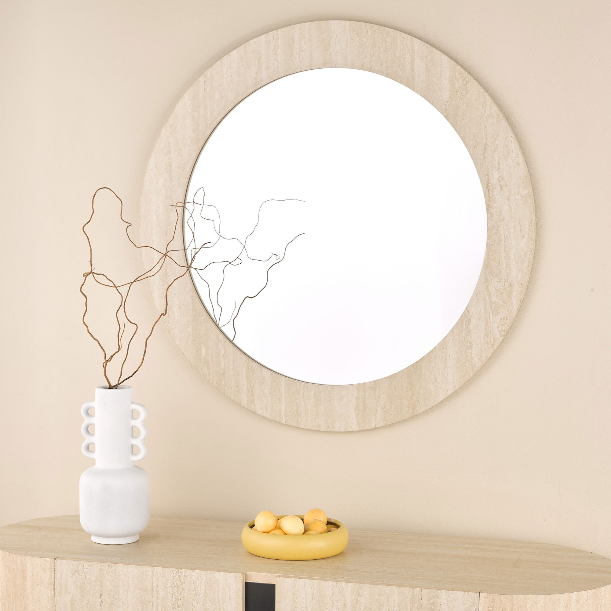 Marmo - Round Travertine Mirror