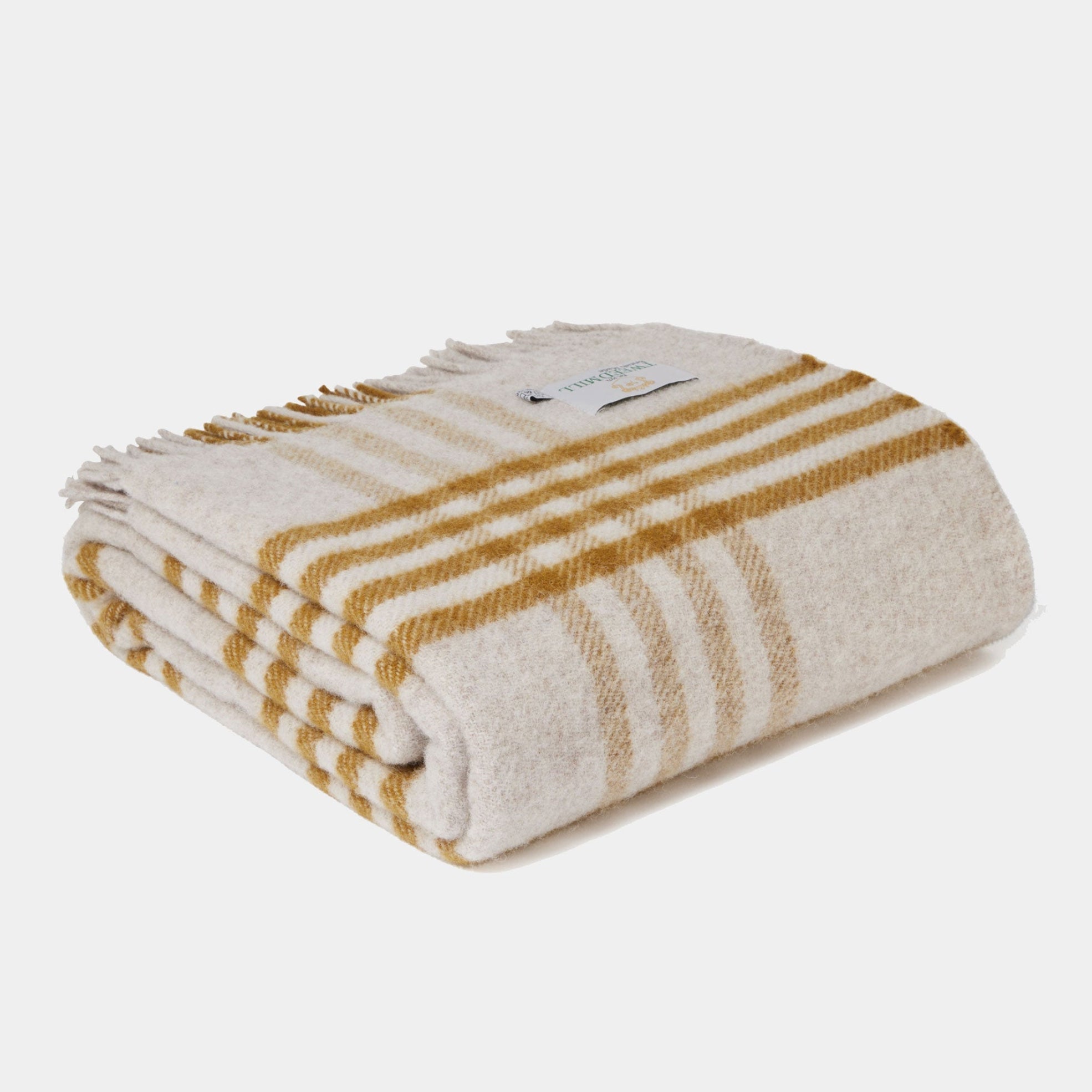 Hex Mustard Check - Lambswool Throw 150x240cm