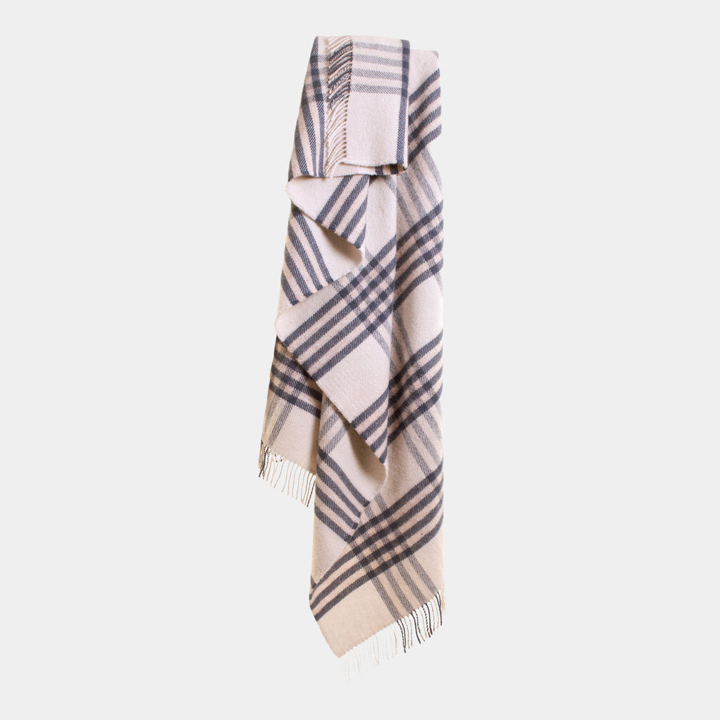 Hex Check - Blue Slate Throw 150x240cm