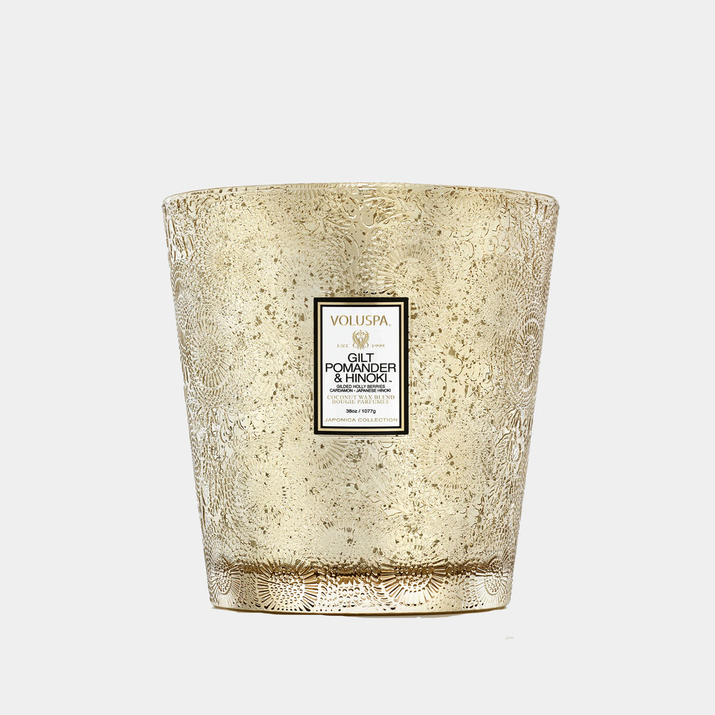 Voluspa - Gilt Pomander & Hinoki Candle, 3 Wick