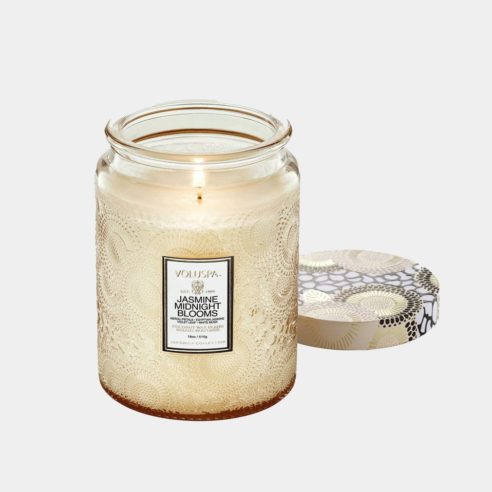 Voluspa Jasmine Midnight Blooms - Egyptian Jasmine, Tuberose, Moonflower & Dune Grass - Candle 510g