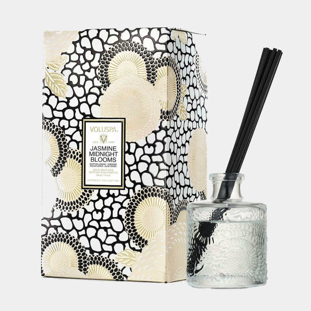 Voluspa Jasmine Midnight Blooms - Egyptian Jasmine, Tuberose, Moonflower & Dune Grass Reed Diffuser 100ml