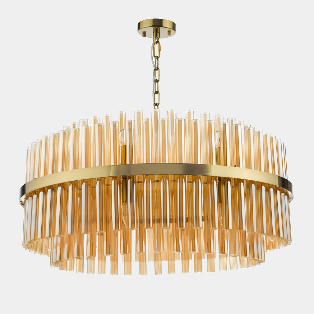 Fallon - Champagne Ribbed Glass 16 Light Pendant