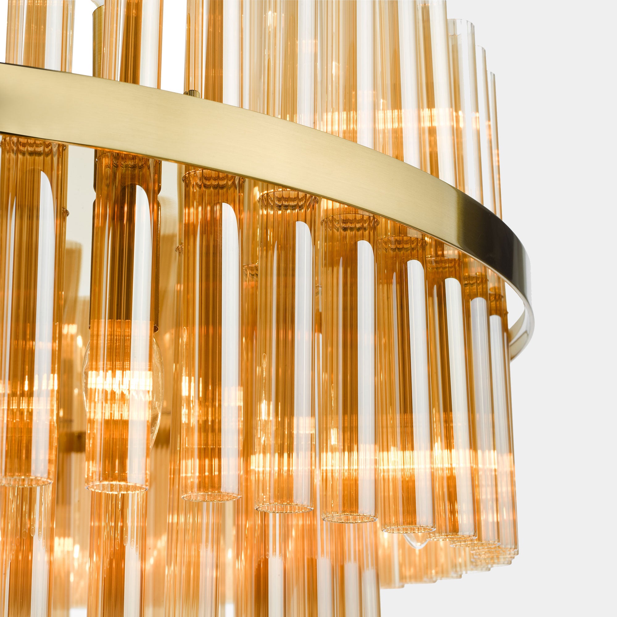 Fallon - Champagne Ribbed Glass 16 Light Chandelier