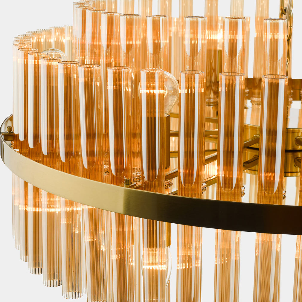 Fallon - Champagne Ribbed Glass 16 Light Chandelier