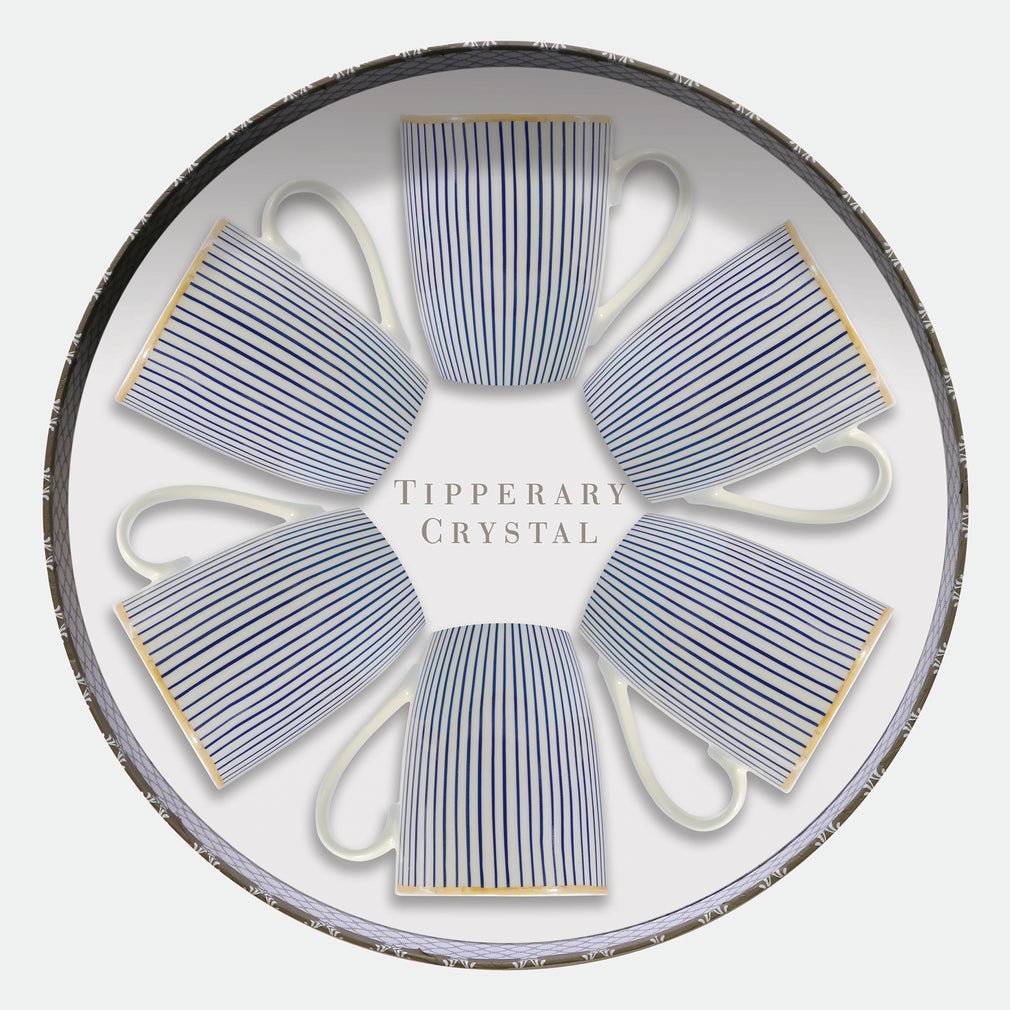 Navy Stripe - Set of 6 Mugs