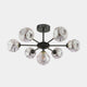 Olga - 7 Light Pendant in Black with Smoked Organic Glass