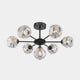 Olga - 7 Light Pendant in Black with Smoked Organic Glass