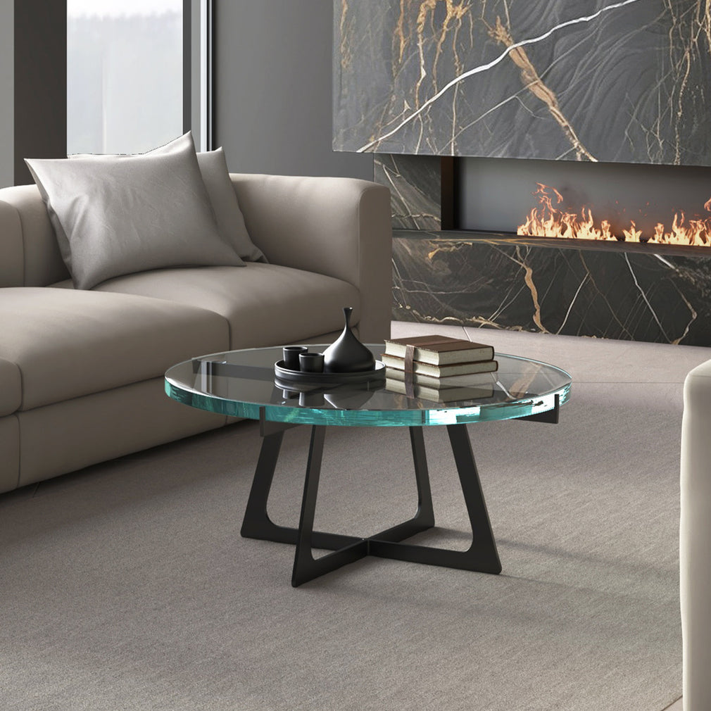 Glaze - Coffee Table With Charcoal Metal Frame