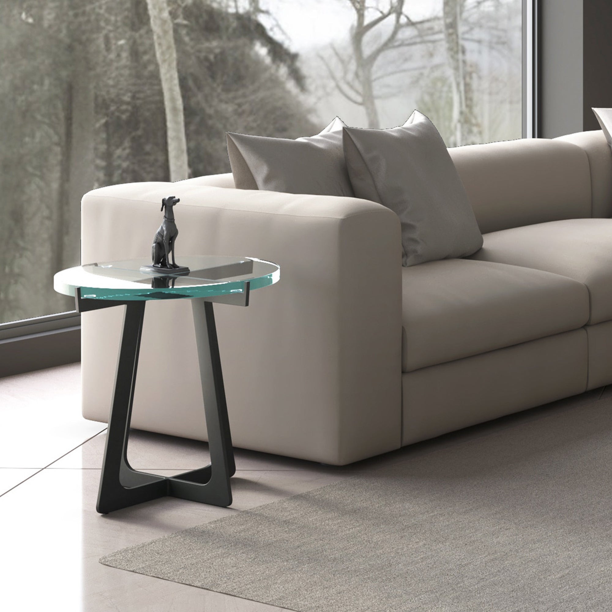 Glaze - Lamp Table With Charcoal Metal Frame