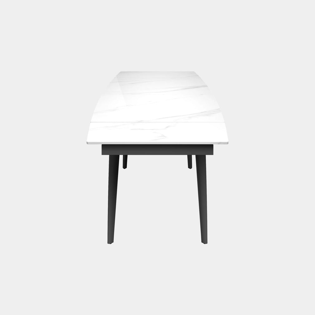 Vinci - Extending Dining Table, White Marble Ceramic