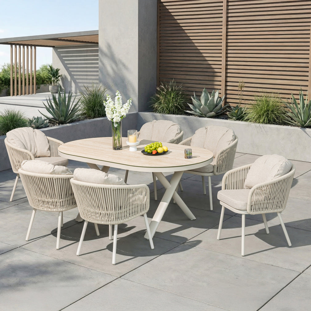 Palm Springs - 6 Seat Oval Garden Dining Set