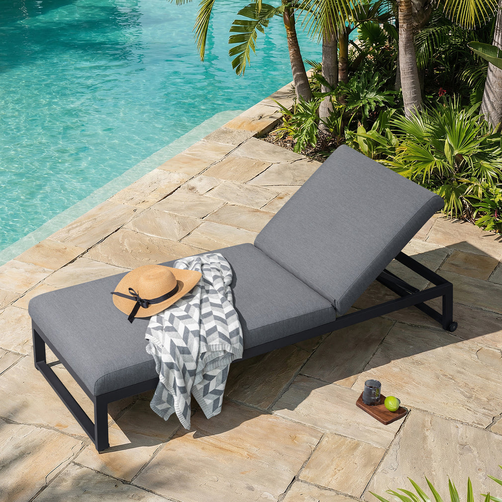 Coral Gables - Sun Lounger With Wheels, Dark Grey