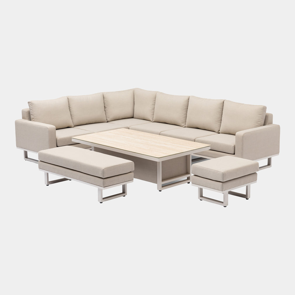 Coral Gables - Corner Garden Dining Set & Raising Table, Natural