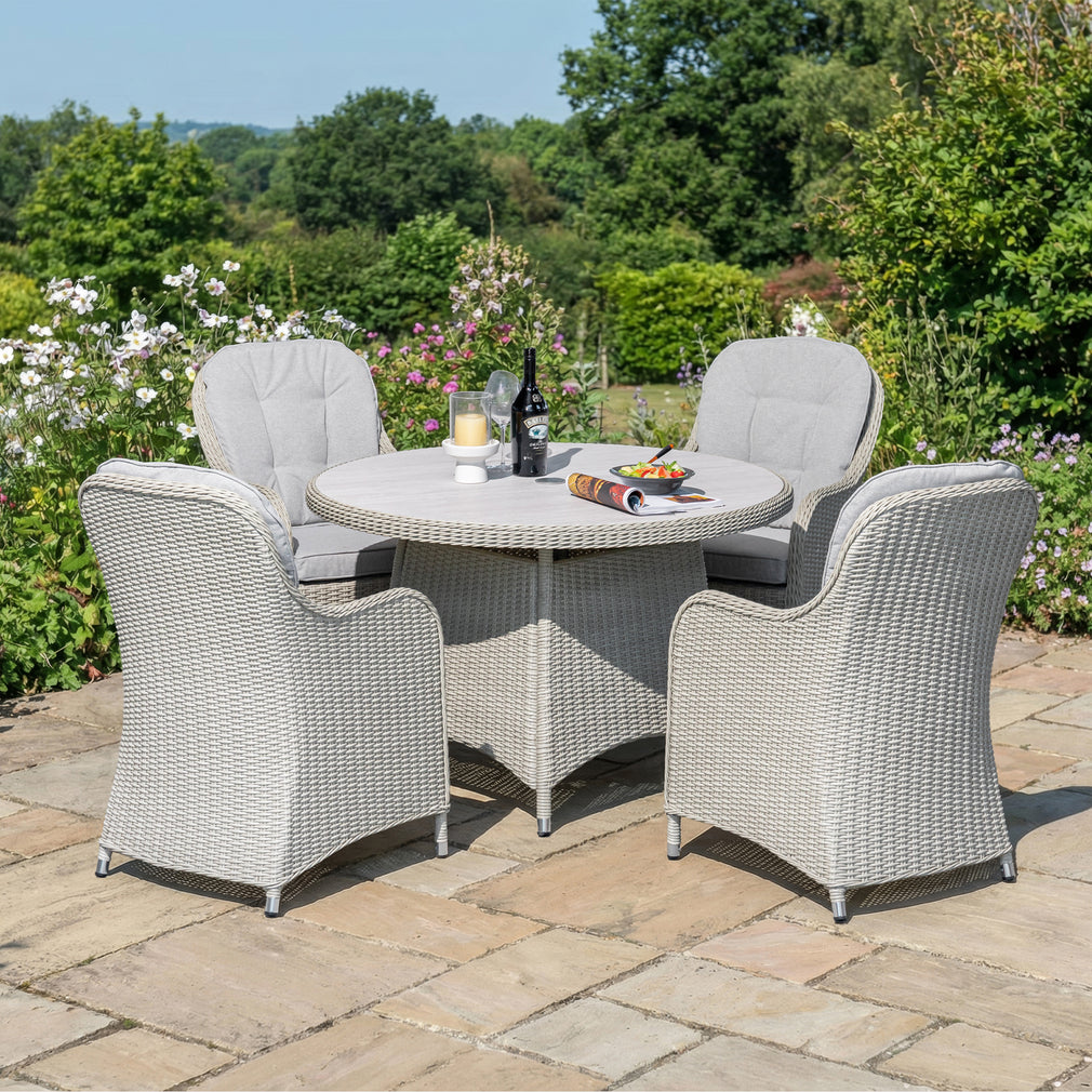 Pebble Beach - 4 Seat Garden Dining Set, Rattan Weave