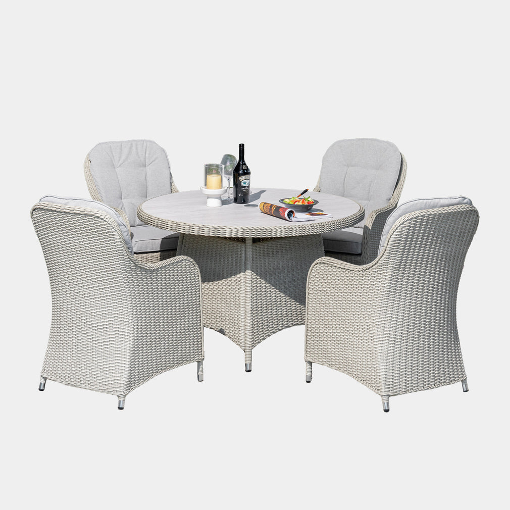 Pebble Beach - 4 Seat Garden Dining Set, Rattan Weave