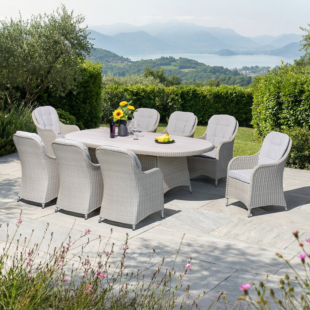 Pebble Beach - 8 Seat Garden Dining Set, Rattan Weave