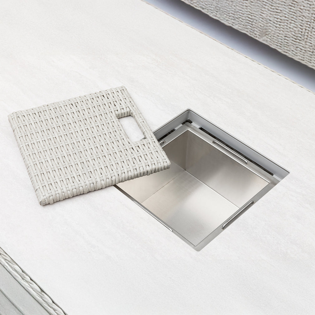 Pebble Beach - Royal Corner Garden Bench Set & Rising Table & Ice Bucket