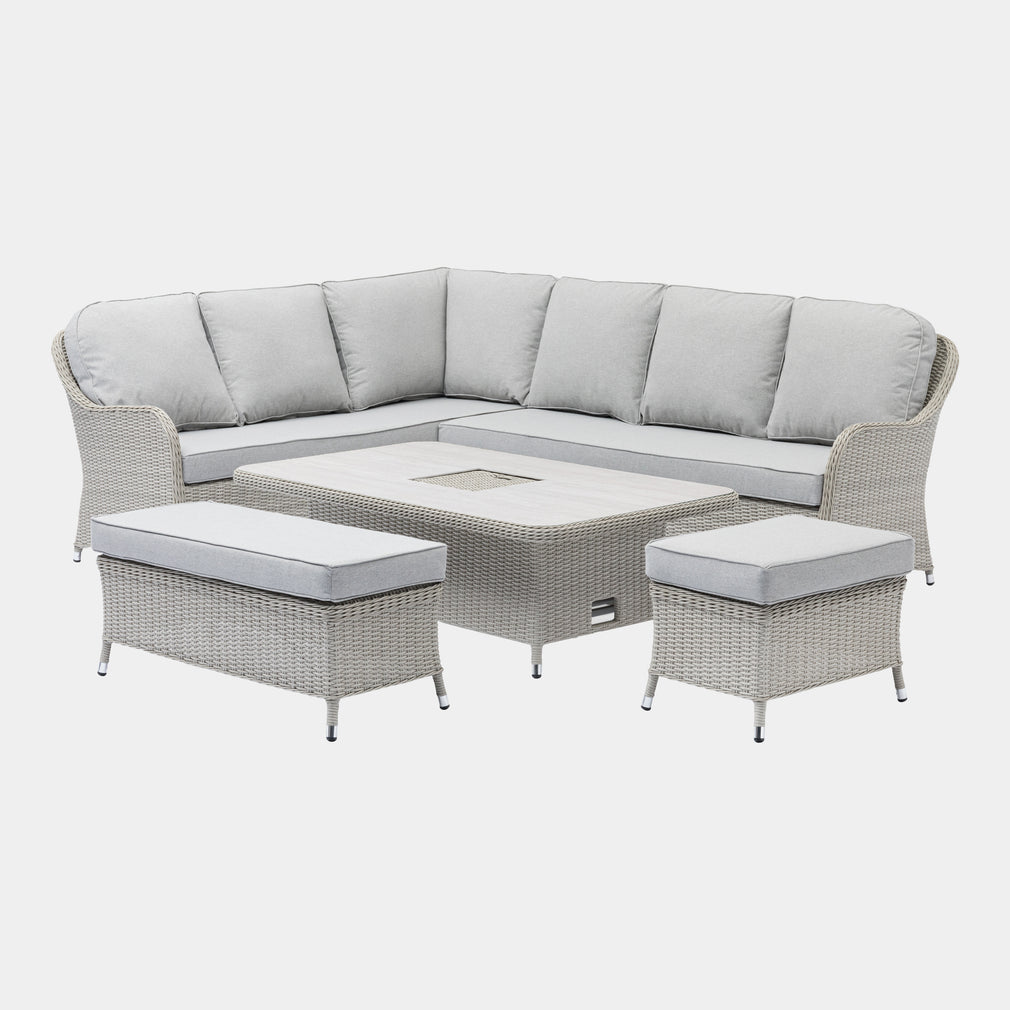 Pebble Beach - Large Corner Garden Sofa Set & Rising Table & Ice Bucket