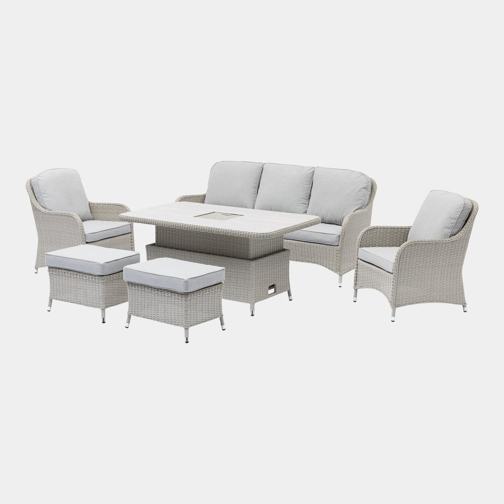 Pebble Beach - 3 Seat Sofa Garden Dining Set & Rising Table & Ice Bucket