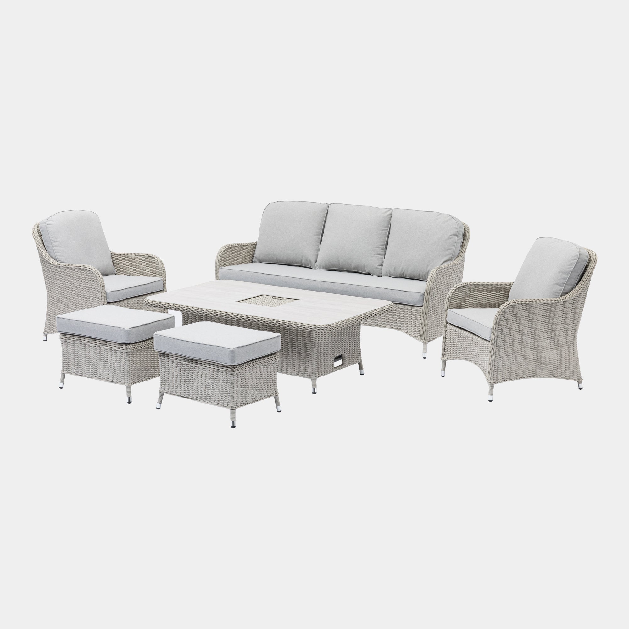 Pebble Beach - 3 Seat Sofa Garden Dining Set & Rising Table & Ice Bucket