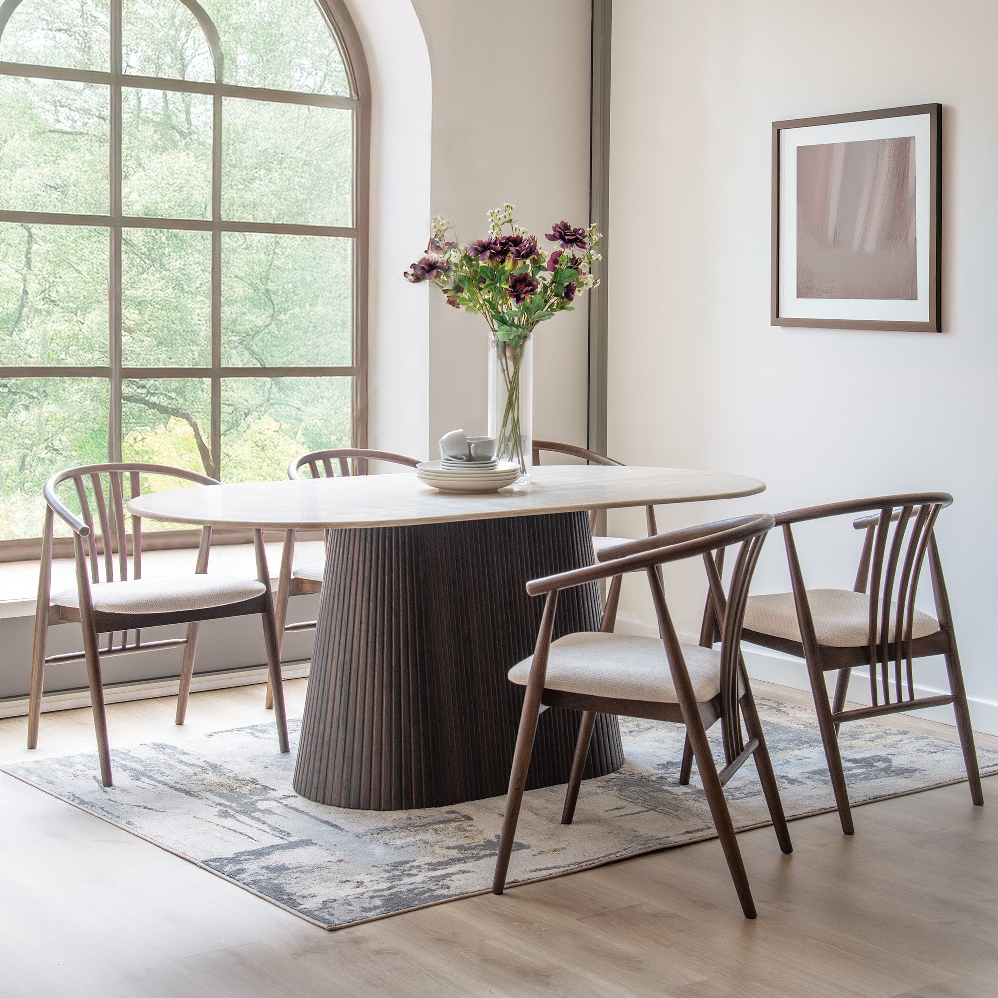 180cm Dining Table & 4 Scandi Chairs In Walnut